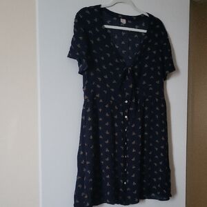 LOFT navy Blue Floral Dress
